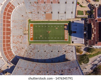 AUSTIN, TX, USA - DEC. 13, 2018: Aerial View Of Darrell K Royal–Texas Memorial Stadium In University Of Texas At Austin In Austin, Texas, USA. It Is The Home To The Longhorns Football Team Since 1924.