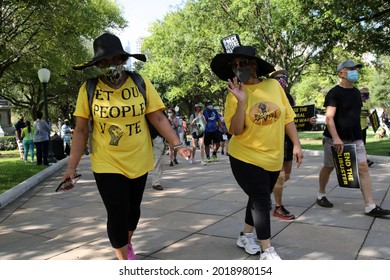 Austin, TX, USA - July 31, 2021:  Protesters March To The Capitol For A Voting Rights Rally Sponsored By The Poor Peoples' Campaign And For The People.