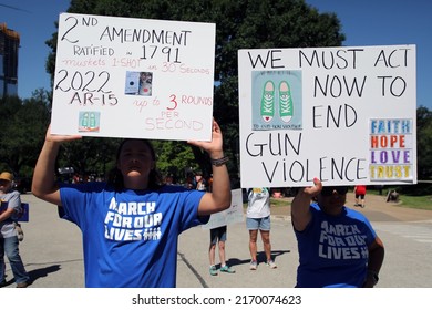 Austin, TX, USA - June 11, 2022:  Two High School Students Attend A March For Our Lives Rally Protesting The Uvalde School Shooting And Gun Laws Outside The Capitol.