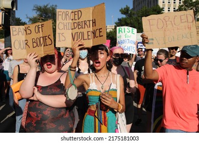 Austin, TX, USA - June 24, 2022:  Pro Choice Demonstrators Near The Capitol Protest The Supreme Cout's Just Released Decision Overturning Roe V Wade.