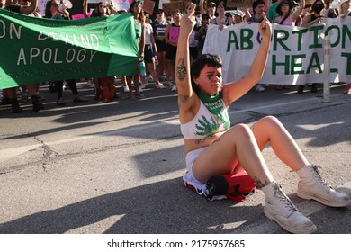 Austin, TX, USA - June 24, 2022:  Pro Choice Demonstrators Near The Capitol Protest The Supreme Cout's Just Released Decision Overturning Roe V Wade.