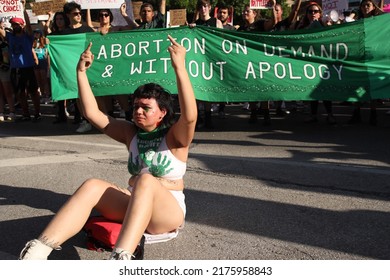 Austin, TX, USA - June 24, 2022:  Pro Choice Demonstrators Near The Capitol Protest The Supreme Cout's Just Released Decision Overturning Roe V Wade.