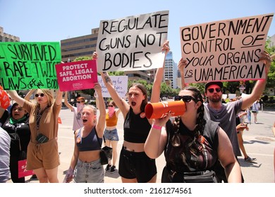 Austin, TX, USA - May 14, 2022: Pro-choice demonstrators at the capitol protest the leaked draft Supreme Court decision that would reverse Roe v Wade.