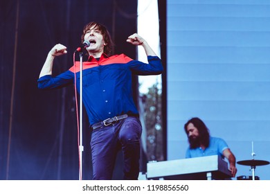 AUSTIN, TX / USA - OCTOBER 5th, 2018: Thomas Mars Of Phoenix Performs Onstage At Zilker Park During Austin City Limits 2018 Weekend One.