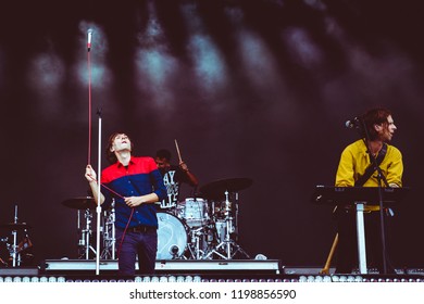 AUSTIN, TX / USA - OCTOBER 5th, 2018: Thomas Mars Of Phoenix Performs Onstage At Zilker Park During Austin City Limits 2018 Weekend One.