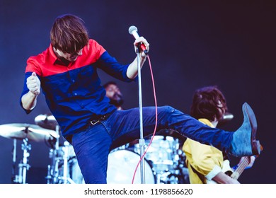 AUSTIN, TX / USA - OCTOBER 5th, 2018: Thomas Mars Of Phoenix Performs Onstage At Zilker Park During Austin City Limits 2018 Weekend One.