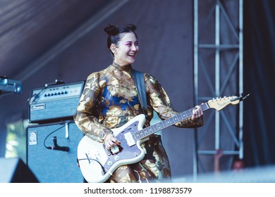 AUSTIN, TX / USA - OCTOBER 5th, 2018: Japanese Breakfast (Michelle Zauner) performs onstage at Zilker Park during Austin City Limits 2018 Weekend One.