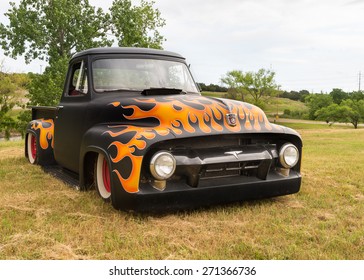 AUSTIN, TX/USA - April 17, 2015: A 1954 Ford truck at the Lonestar Round Up, a celebration of 1963-and-earlier American hot rods and custom cars.