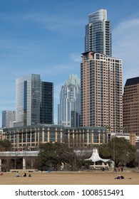 Austin, TX/USA: January 23 2018: People Relax On Auditorium Shores 