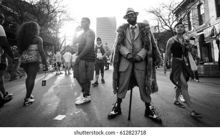 AUSTIN,TEXAS/USA - March 2015. Street Scene On Sixth Street During South By South West Music Festival. 