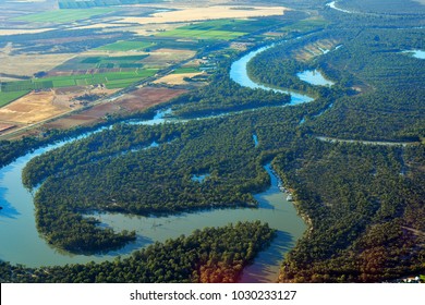 Australia, Aerial View To Murray River Around Mildura