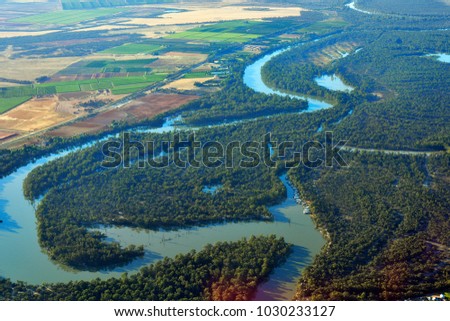 Australia, aerial view to Murray river around Mildura Stock foto © 