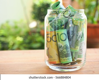 Australia bank note saving in glass