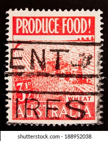 AUSTRALIA - CIRCA 1953:A Cancelled postage stamp from Australia illustrating wheat production , issued in 1953