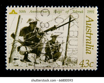  AUSTRALIA - CIRCA 1990-th: Australian Postage Stamp Depicting 50-th Anniversary Siege Of Tobruk, Circa 1990-th