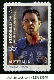 AUSTRALIA - CIRCA 2000: A Stamp Printed In Australia Shows Russell Crowe As Gladiator, Circa 2000