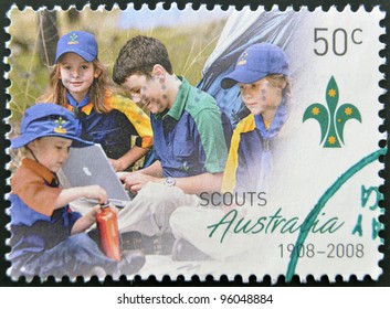 AUSTRALIA - CIRCA 2008: A Stamp Printed In Australia Shows Scouts, Circa 2008