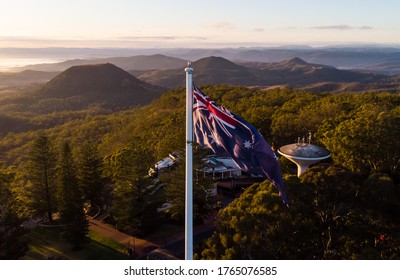 Australia Flag High Over Great Dividing Range