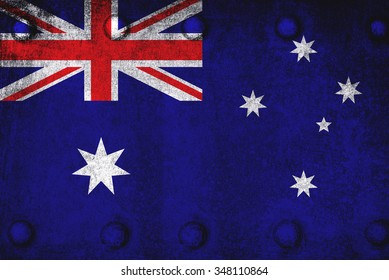 Australia flag old metal textured background