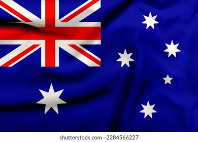 Australia Flag on the texture cloth, Modern Australian Flag Design with Sleek and Contemporary Elements
