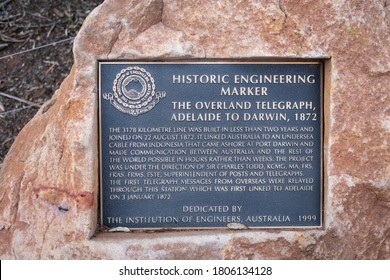 Australia; Jun 20: Commemorative Plaque Of The Arrival Of The Telegraph In Australia And The Works Performed To Bring It To The Continent Through An Undersea Cable. Alice Springs, NT, Australia