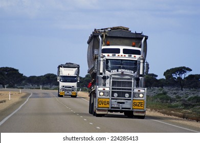 AUSTRALIA - MAY 19: Two Large Australian Truck On A Highway In Australia, May 19, 2007.