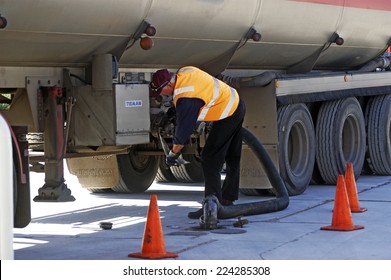 AUSTRALIA - MAY 20: Truck Driver With Full Fuel Delivery In An Australian Service Station, May 20, 2007.