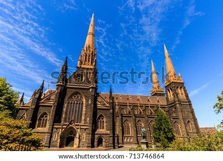 Australia - Melbourne City 2017. Travel photo of Melbourne. St. Patrick's Roman Catholic Cathedral in Melbourne, Victoria, Australia