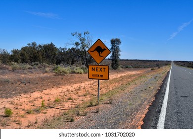 Australia, NSW, Warning Sign For Animal Crossing On Silver City Highway