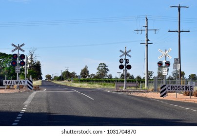 Australia, Railway Crossing On Silver City Highway In New South Wales