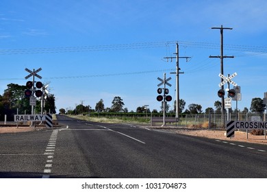 Australia, Railway Crossing On Silver City Highway In New South Wales