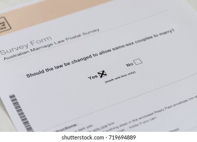 AUSTRALIA - September 2017: Ballot Of Australian Gay Marriage Postal Vote, With The 