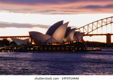 Australia, Sydney, 12 Aug 19: Spectacular View Of Sydney Opera House During Sun Set