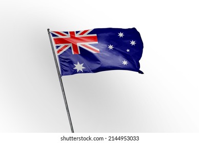 Australia Waving Flag On A White Background. - Image