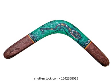 Australia Wooden Boomerang Isolated On White