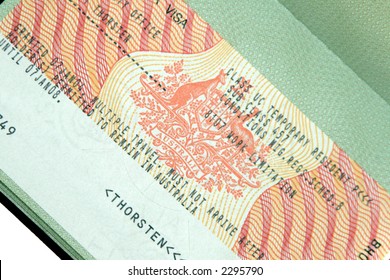 Australian 457 Business Visa In Green Passport Page