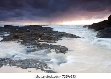 Australian Beach At Sunrise (tweed Heads,qld,australia)