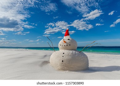 Australian Christmas Sandman On A Beautiful White Sand Beach