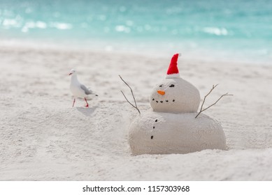 Australian Christmas Sandman On A Beautiful White Sand Beach