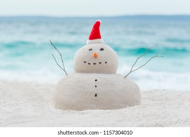 Australian Christmas Sandman On A Beautiful White Sand Beach