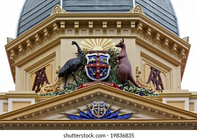 Australian Coat Of Arms On Adelaide Arcade Building