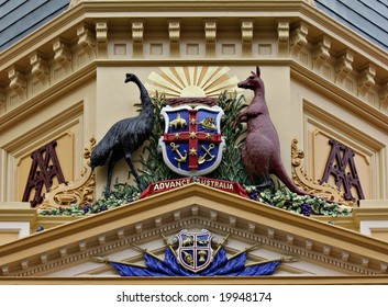 Australian Coat Of Arms On Adelaide Arcade Building