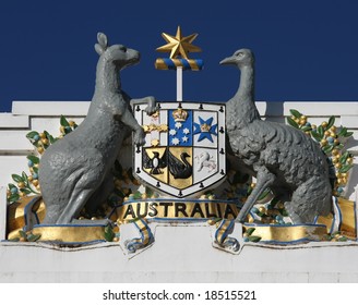 Australian Emu And Kangaroo Emblem On Old Parliament House - Canberra