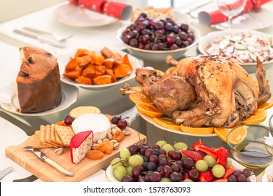 Australian Family Christmas Dinner Table Dressing With Turkey