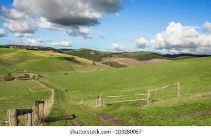 Australian farmland green hills