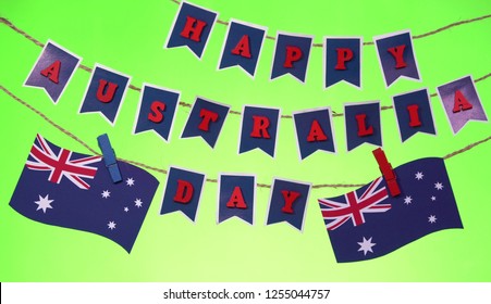 Australian Flag Bunting. Australia Day Celebrations . Chromakey Background