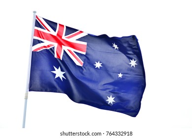 Australian flag with moving wave on a white background - Powered by Shutterstock