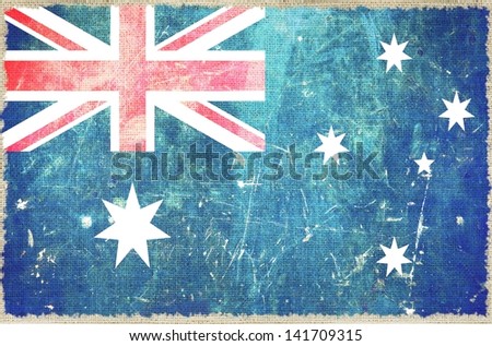 Australian Flag on Canvas. Grungy Australia Flag Background.