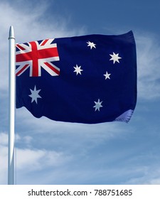 Australian flag on a flag pole - Australia Day