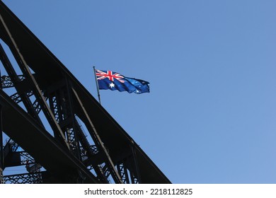 Australian Flag On Top Of The Sydney Harbour Bridge